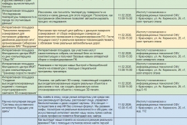 Расписание мероприятий Часть 2